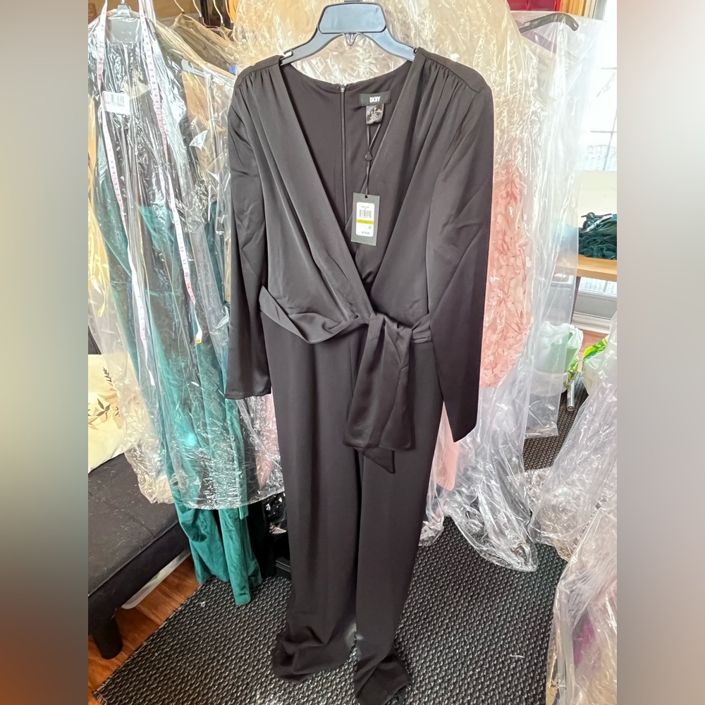 NWT DKNY jumpsuit black, sz 14